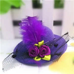 M MISM модные заколки для волос в форме шляпы, детский головной убор, красивый цветочный декор, заколки для волос, вечерние, для девочек, подарок, аксессуары для волос - Цвет: purple