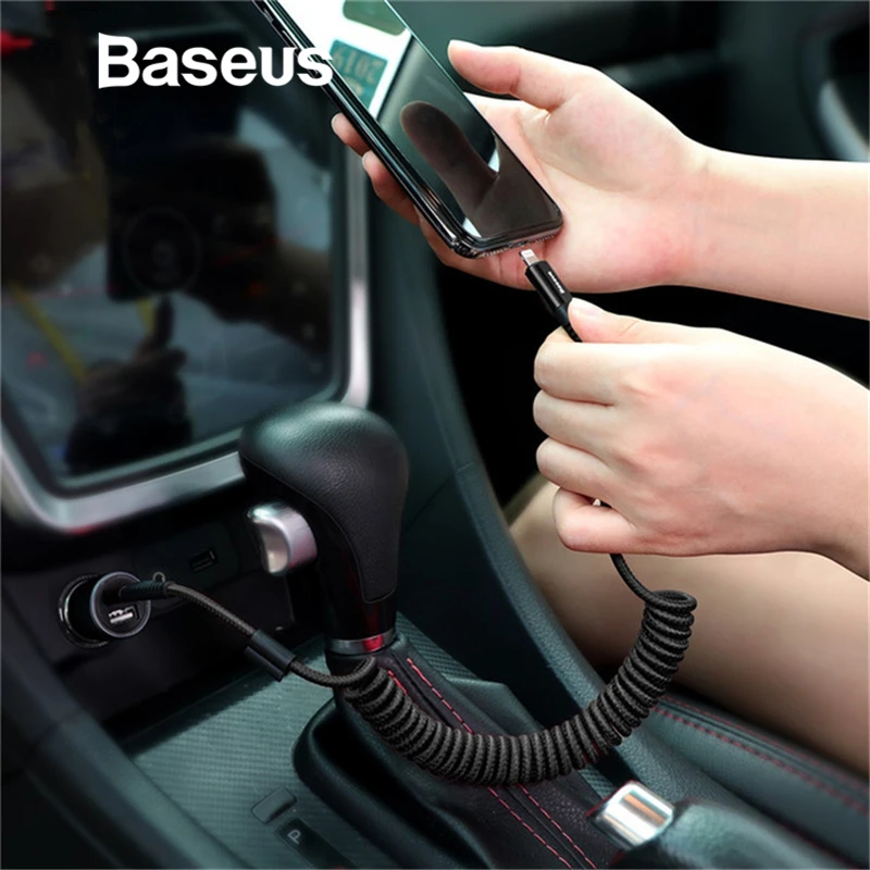 

Baseus Spring USB Cable for iPhone Charger in Car 2A Fast Charging Data Cable USB for Car Styling Storage Wire for iPhone