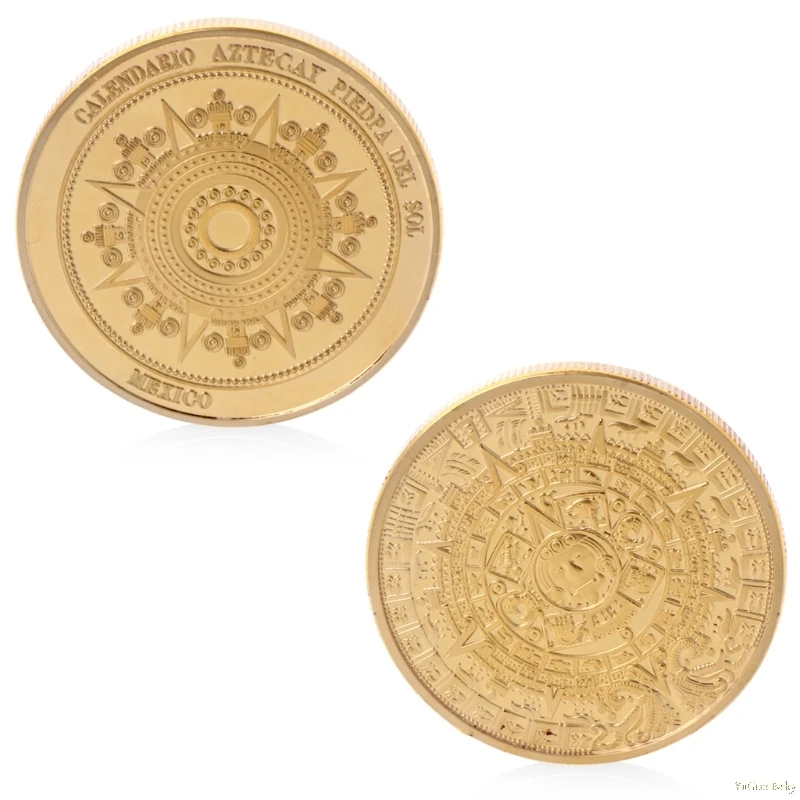 

Gold Plated Mayan Calendar Mexico Souvenir Commemorative Coin Collection Token Noncurrent Coin W-store Sep11_A