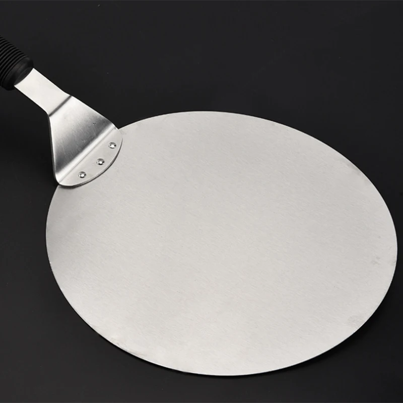 NOCM-Stainless Steel Round Pizza Peel 25.5cm Baking Shovel Paddle, Cake Lifter Transfer Tray for Pizza, Bread,Cake,Pie