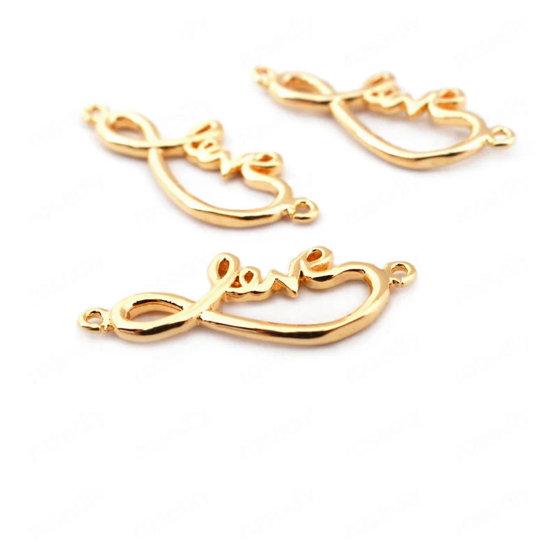 

(33584)6PCS 21*8MM 24K Gold Color Brass LOVE Connect Charms Pendants High Quality Diy Jewelry Findings Accessories wholesale