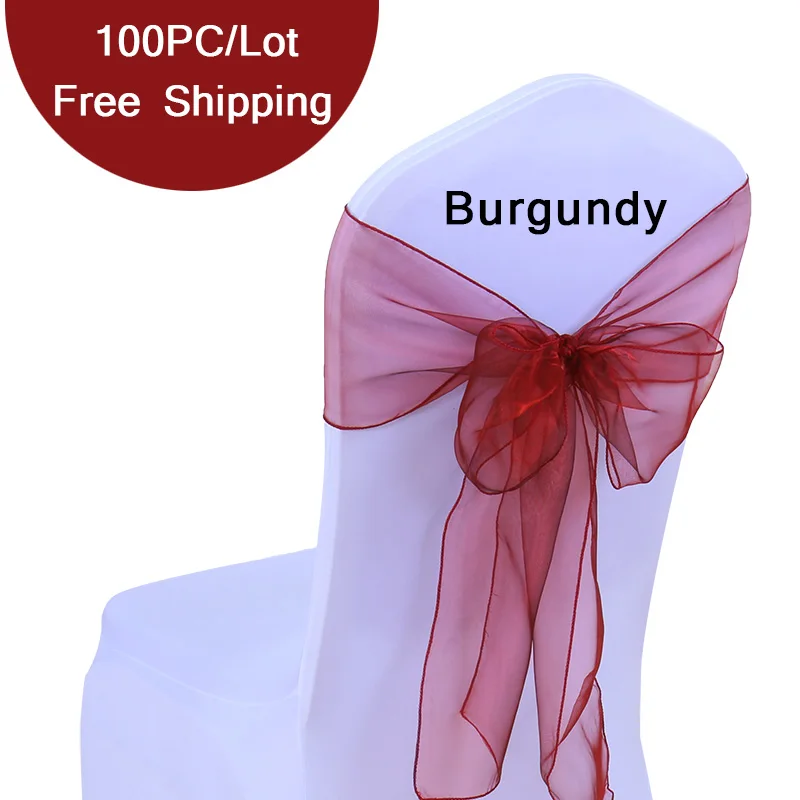 Pack of 100 Wedding Organza Chair Sashes Bow tie for Wedding Party