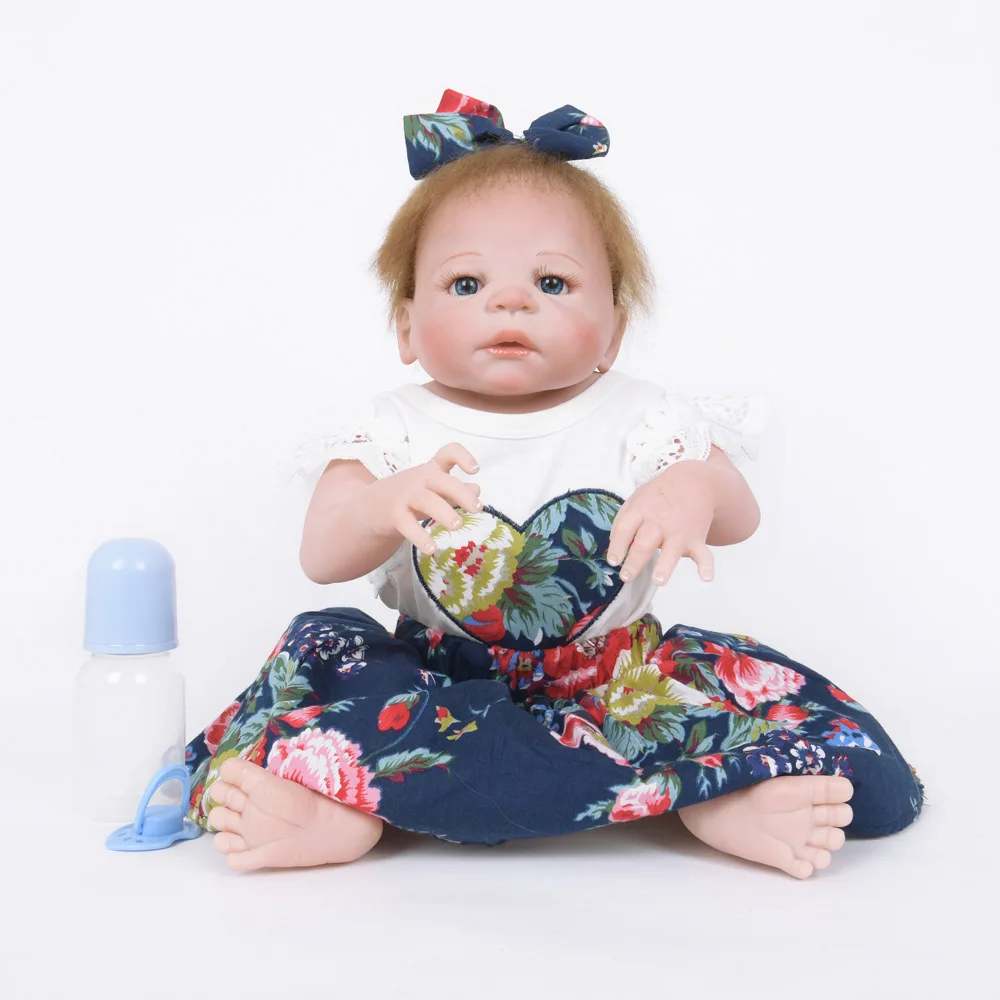 

55cm Soft Full Silicone Reborn Baby Realistic Newborn Princess Girl Doll for Kids Toy Xmas Birthday New Year Gift