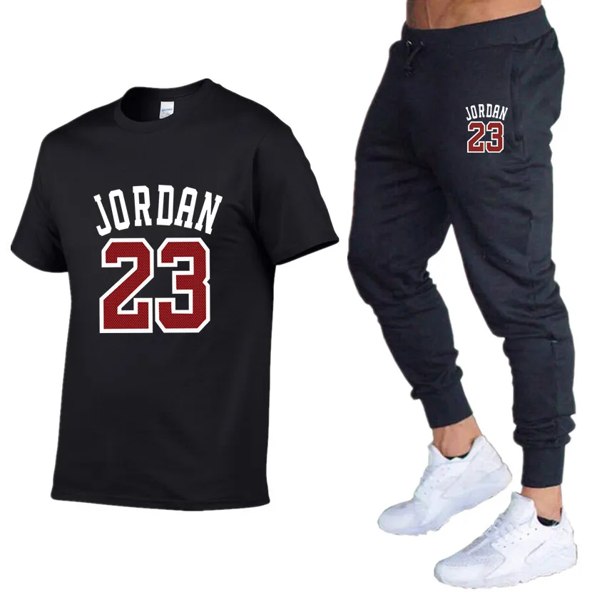 Мужская футболка с принтом Jordan 23 повседневный спортивный костюм из двух