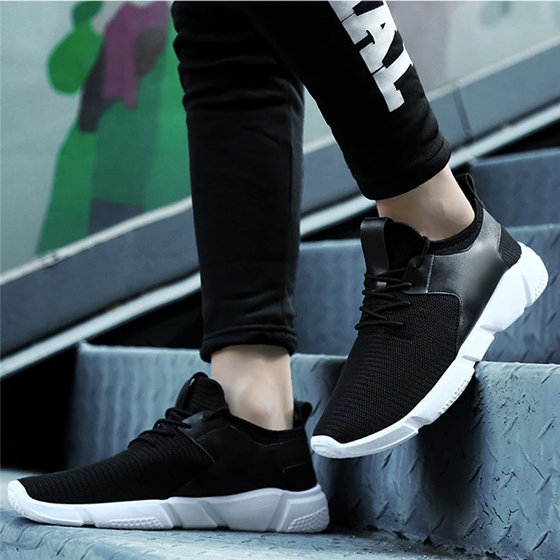 Sneakers Men Knit Mesh Shoes Outdoor Fashion Breathable Fashion Straps Sports Running Casual Sneakers Solid Shoe #FS#4NV08 (16)