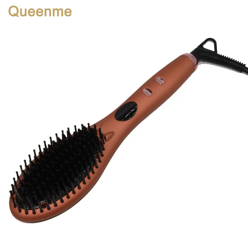 

Queenme LCD Digital Negative Ions Hair Straightener Brush Ionic Hair Straightening Comb Iron MCH Fast Heating Straightener Brush