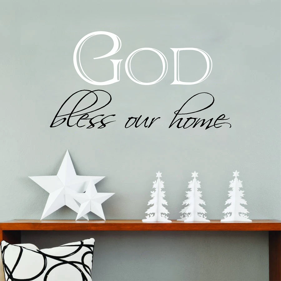 Виниловые наклейки на стену с надписью God Bless Our Home|decal sticker printing|sticker computerdecal tile |