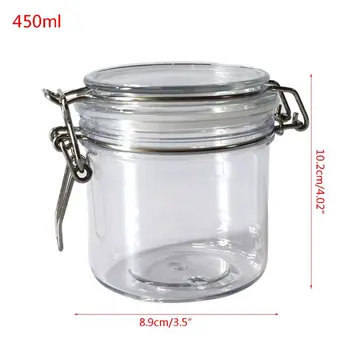 

450ML Plastic Round Clip Top Storage Jar With Airtight Seal Lid Kitchen Food Container Tableware Preserving Cosmetic Cream Organ