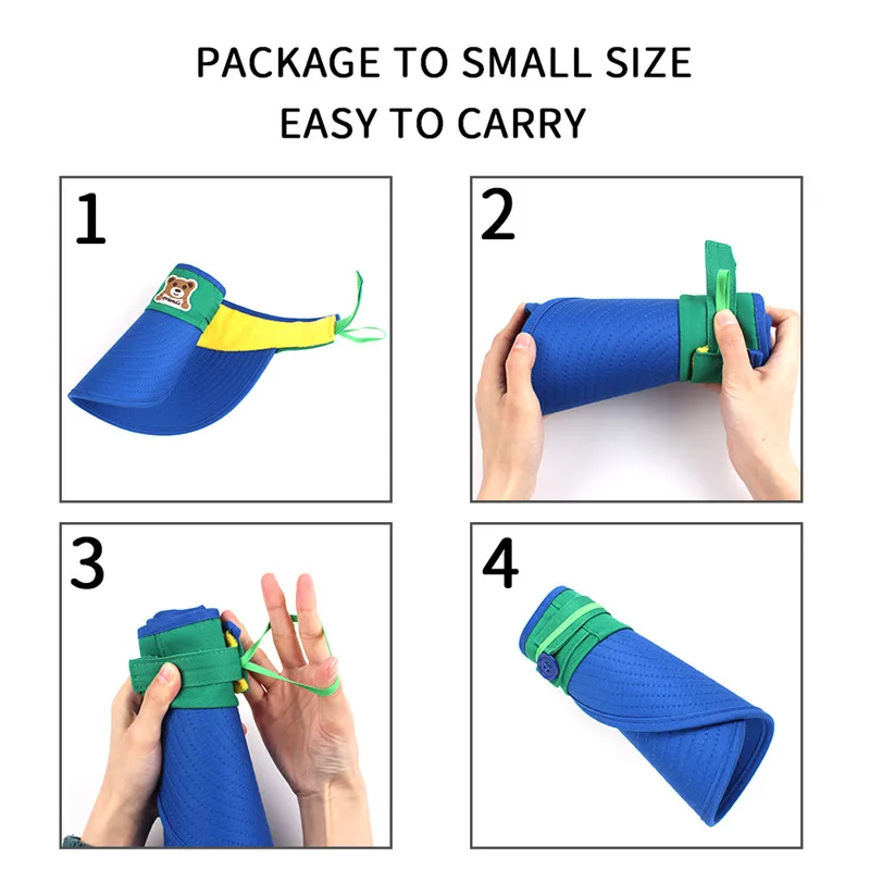 Empty Visor Hat Kids Boys Summer Sun Hats Toddler Girls Wide Brim Beach Cap Adjustable Size with Cute Bear Floppy Hat UV Protect (7)