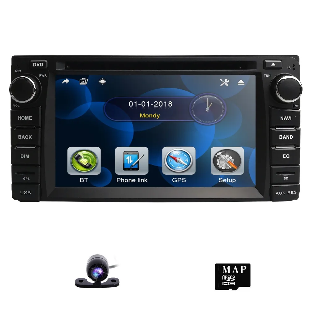 2din 6,2 дюймов 800*480 Автомобильный DVD Плеер gps+ BT+ радио+ Сенсорный экран+ автомобильным бортовым компьютером+ aduio+ стерео+ видео для Toyota Hilux VIOS Camry Corolla Rav4