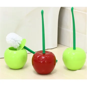 

Creative Cherry Toilet Brush with trash bucket Apple Toilet Brush Holder Set Bathroom Cleaning Brush Rall