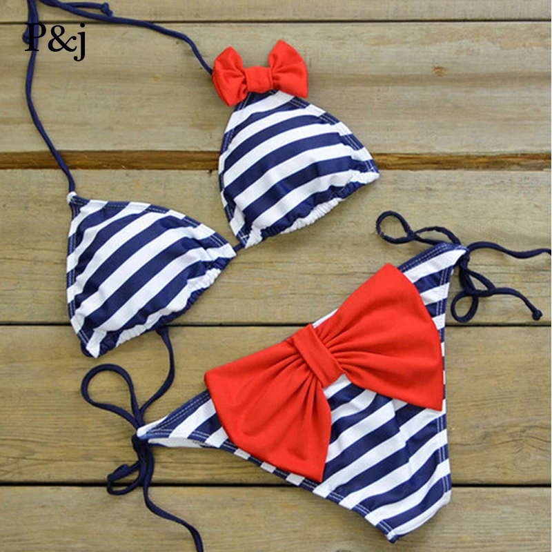 

P&j 2017 New sexy Women Bandage Bikini Set Swimsuit Sexy Padded Bra Halter Push Up Swimwear Brazilian