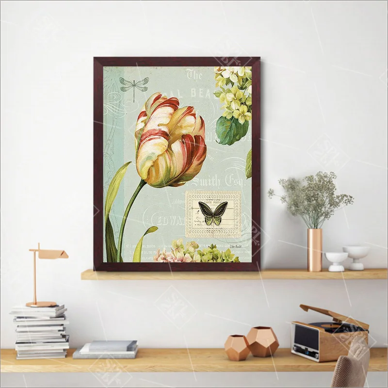 Vintage Flower Birds Animals Canvas Painting Nordic Home Decoration Posters and Prints Wall Art Picture for Living Room No Frame