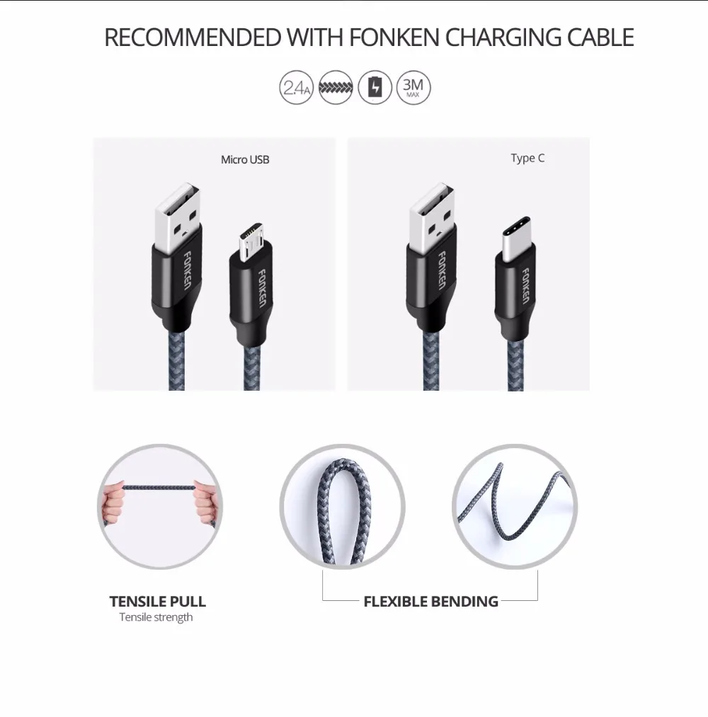 FONKEN 2.4A Смарт USB Зарядное устройство 5V 2A 1A телефон Зарядное устройство Универсальная настенная Зарядное устройство быстрой зарядки андроид мобильный заряд Мощность адаптер