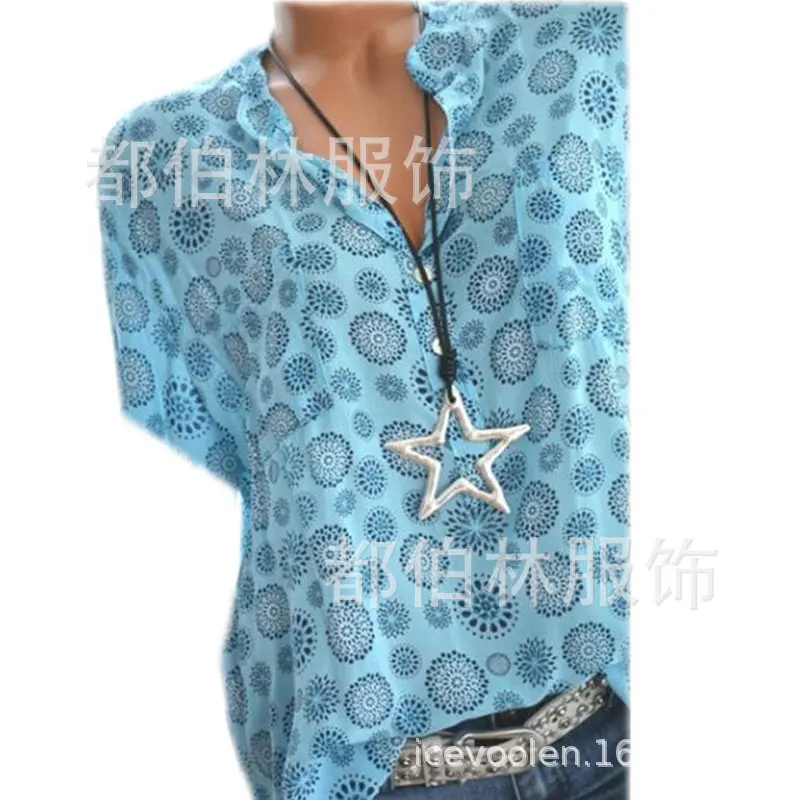 

Large size Women Blouse 2019 summer for blouses casual loose dot print short-sleeved Blouses S-5XL