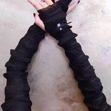 Женские летние длинные перчатки, солнцезащитные тонкие длинные дизайнерские анти-УФ шелковые шифоновые перчатки, сексуальные перчатки без пальцев R576