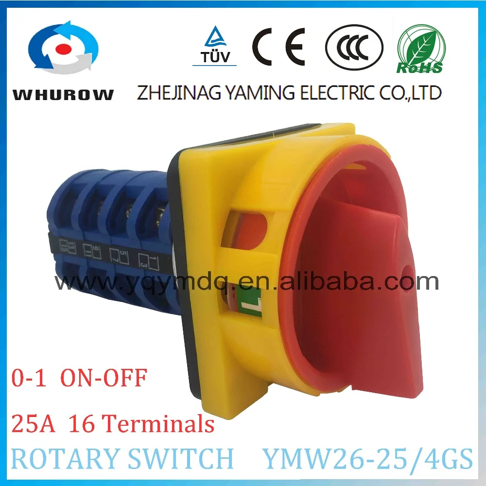 

LW26 YMW26-25/4GS Rotary switch knob 2 position 0-1 ON-OFF padlock handle High quality changeover cam switch 25A 4 section