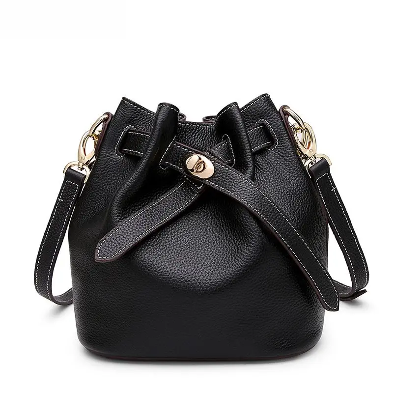 

LOEIL Spring and summer buckets Baotou layer cowhide handbags leather bag Messenger bag shoulder bag multi-purpose