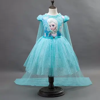

Customs Fashion Girls Children Clothes Anna Elsa Dress Girl Baby Elza Dresses For Girl's Kids Princess Infantis 2-10 years old