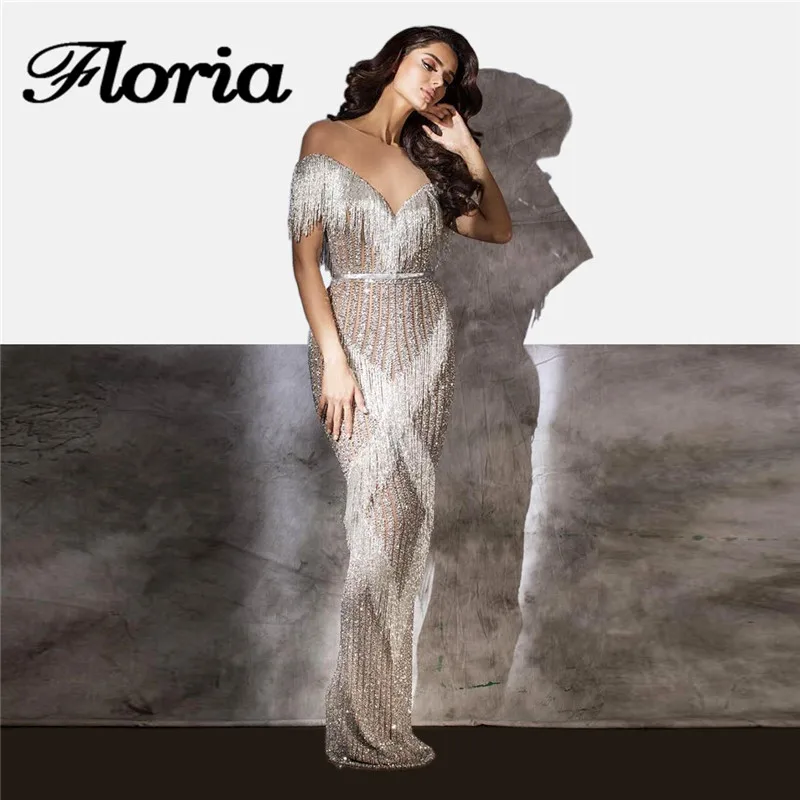 Shiny Tassel Evening Dresses 2018 Aibye Muslim Formal Long Mermaid Party Dress Turkish Sequins Pageant Prom Gowns Robe de soiree | Свадьбы и
