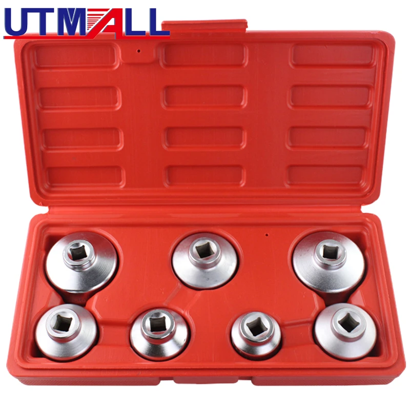 7PCS Oil Filter Cap Socket Wrench Tool Set For Benz BMW FORD 24mm 27mm
