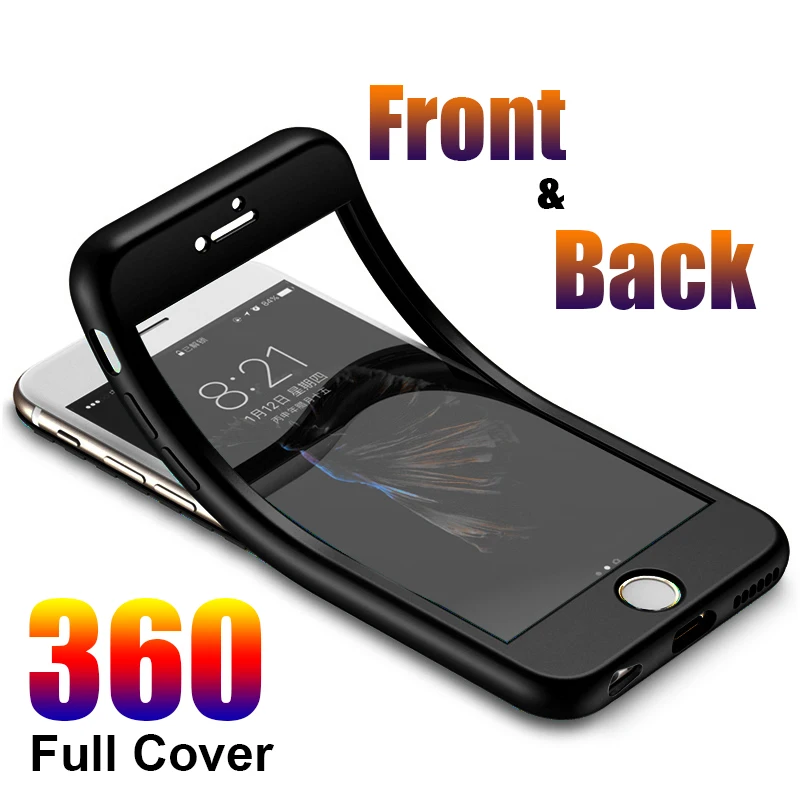 

Front Back Case for iphone XS MAX X XR 10 7 8 Plus 6 6s 5 5s SE 360 Degree Full Body Dropproof Protective Soft TPU Phone Cover