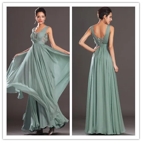 Nuovo arrivo Con Scollo A V verde salvia piano lunghezza lunghi abiti da  sera formale increspato corsetto low back chiffon di promenade  PM111803|prom gown|formal evening dressevening dress - AliExpress