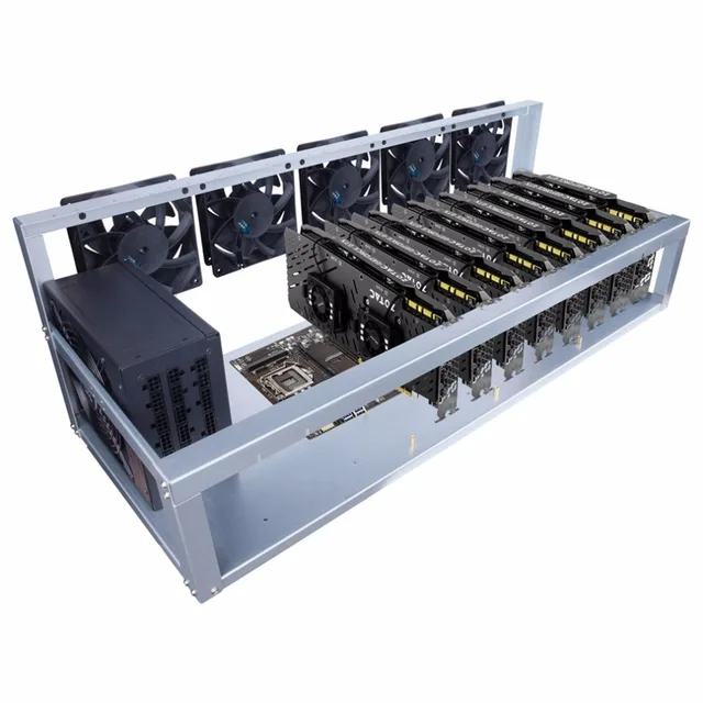 Cheap 8 Graphics Card GPU Mining Machine Frame With 5 Cooling Fans USB PCI-E Cable Computer BTC LTC Coin Miner Server Case Cheap 8 Graphics Card GPU Mining Machine Frame With 5 Cooling Fans USB PCI-E Cable Computer BTC LTC Coin Miner Server Case