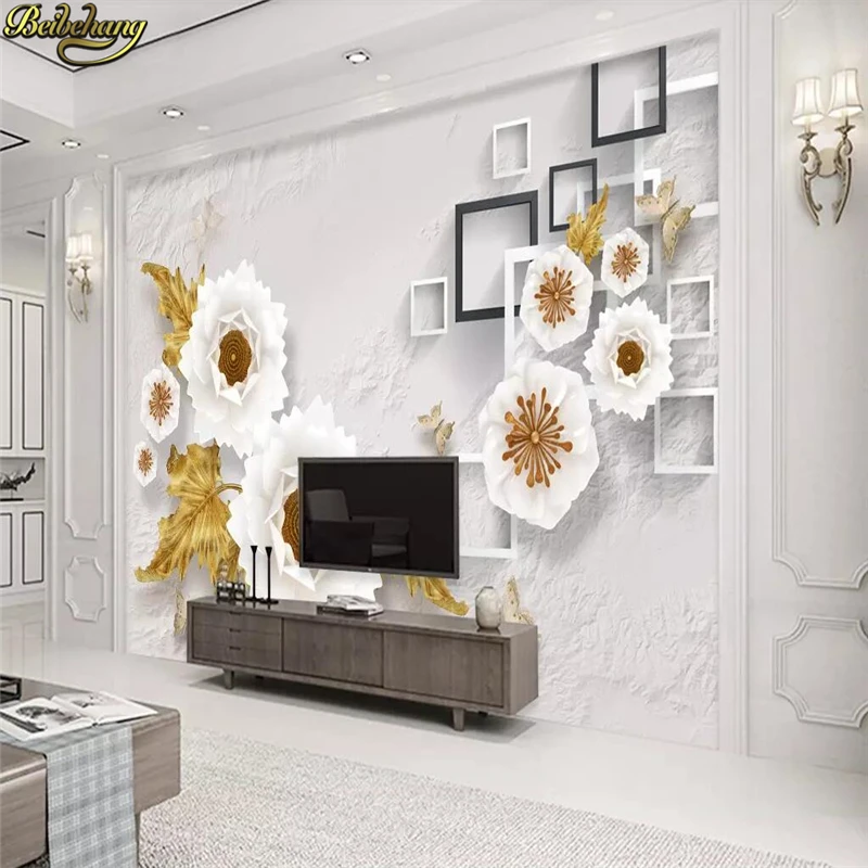 

beibehang Custom wallpaper mural 3D embossed flowers European retro jewelry TV background wall papers home decor 3d wallpaper
