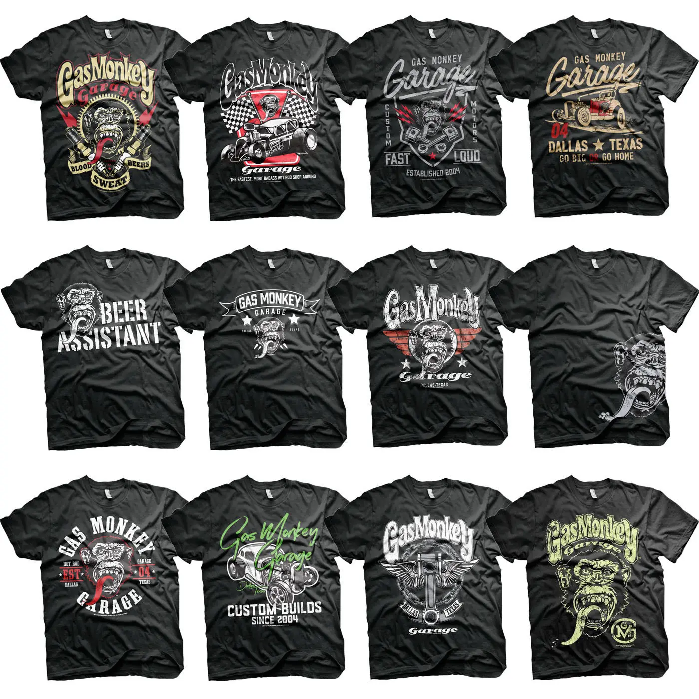 Официальный Gas monkey быстро N громкий GMG Kustom строит Мужская футболка
