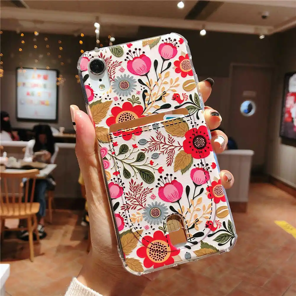 For Iphone X Case Marble TPU Case for Iphone 8 8Plus Credit Card Holder Back Cover for iphone 6 6plus 7 7plus Protective shell (19)