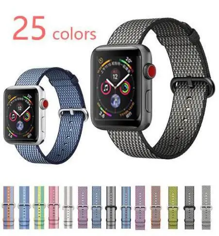 42mm 38mm 40mm 44mm band for apple watch series 4 3 2 1 woven nylon strap iWatch colorful pattern classic buckle | Наручные часы
