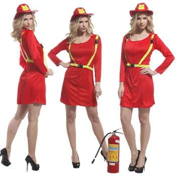 

Free Shipping Adult Women Firefighter Costume Christmas Carnival Halloween Masquerade Fancy Dress Fire Fighter Cosplay Clothes