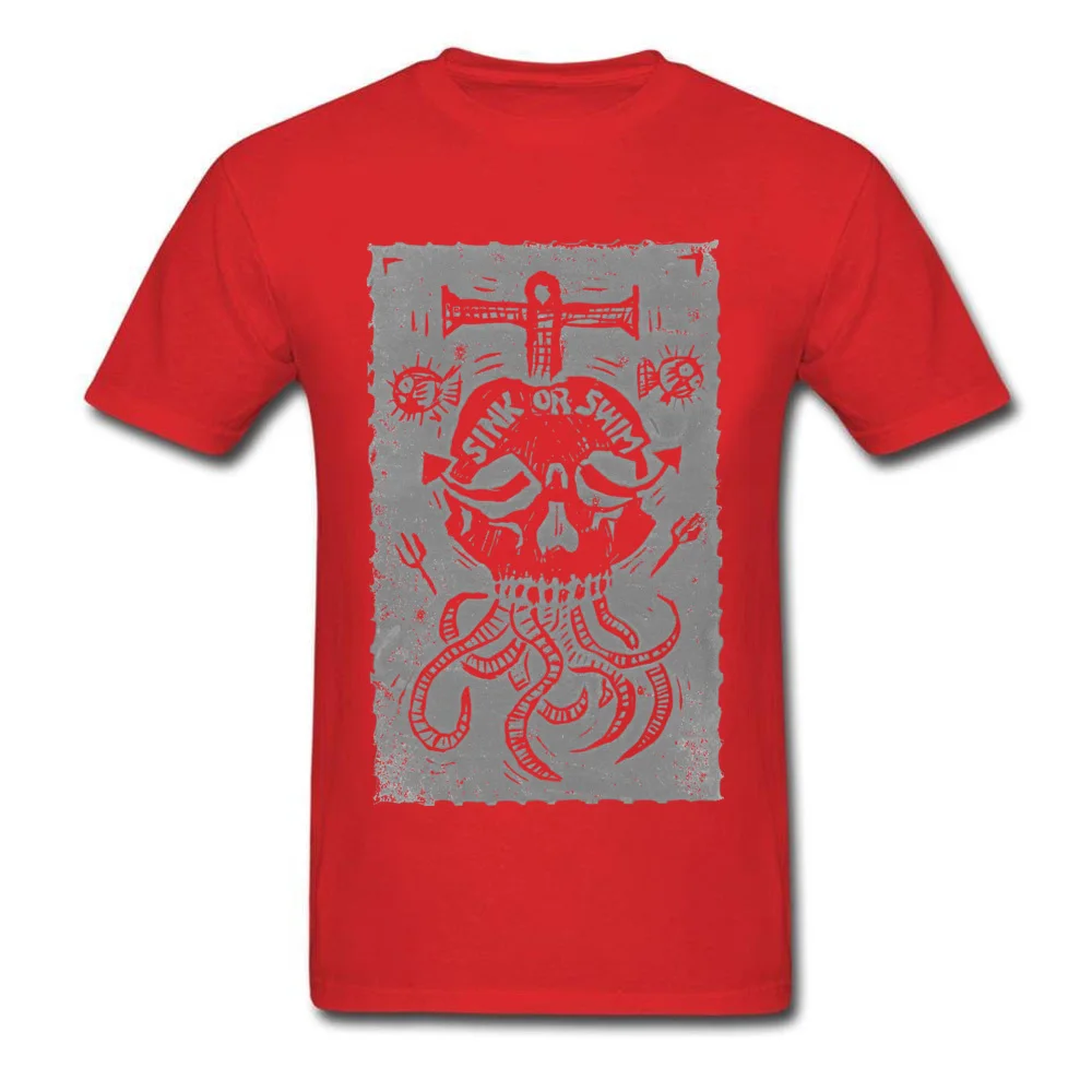 2018 Hot Sale Sink Or Swim Casual T Shirt Crew Neck All Cotton Male Tops Shirt Short Sleeve Summer Fall Casual Tee-Shirt Sink Or Swim red