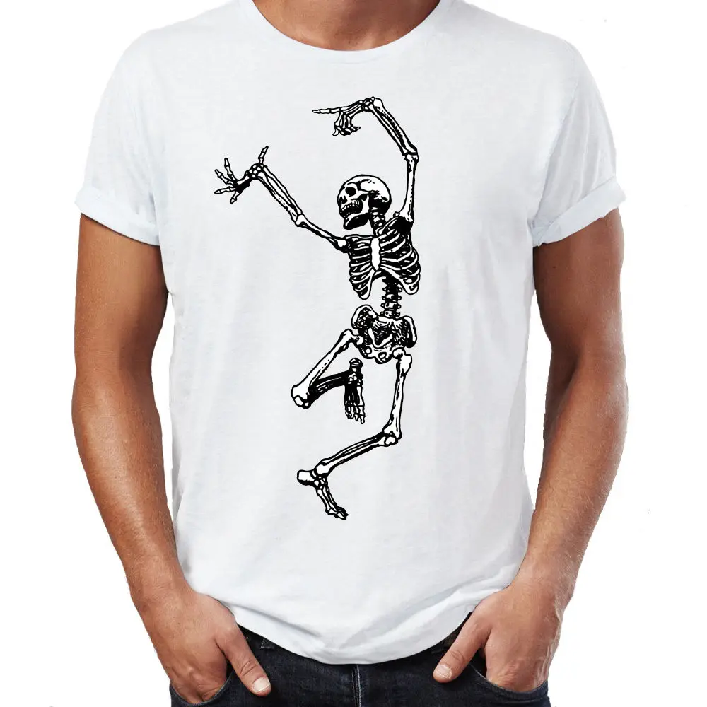2017 Fashion Dancing Skeleton Dancer Death Zombie Body Anatomy Halloween Mens T Shirt Funny 