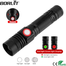 BORUiT 3000 люмен T6 светодиодный фонарик перезаряжаемый 3 режима Zoom Linterna фонарь Открытый кемпинг фонарь на 18650 батареи