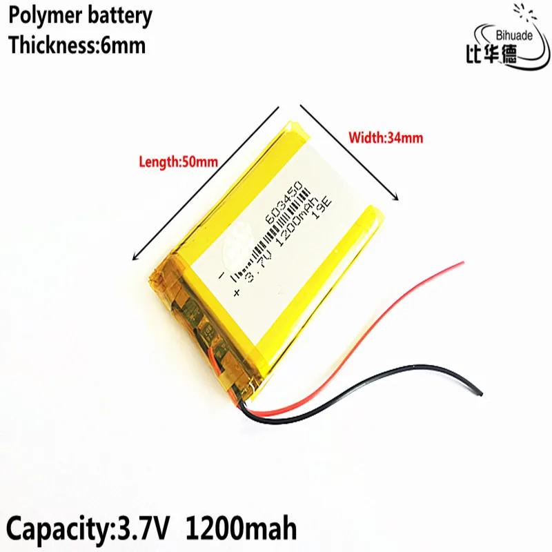 Литий-полимерная аккумуляторная батарея 3,7 V 603450 Литий-полимерная батарея 1200mAh 603450(Размер: 6*34*50 мм