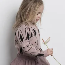 Ins Модный ребенок Свитера для девочек мальчик мультфильм кролик свитер осень зима дети пуловер Топы хлопок трикотаж для девочек одежда