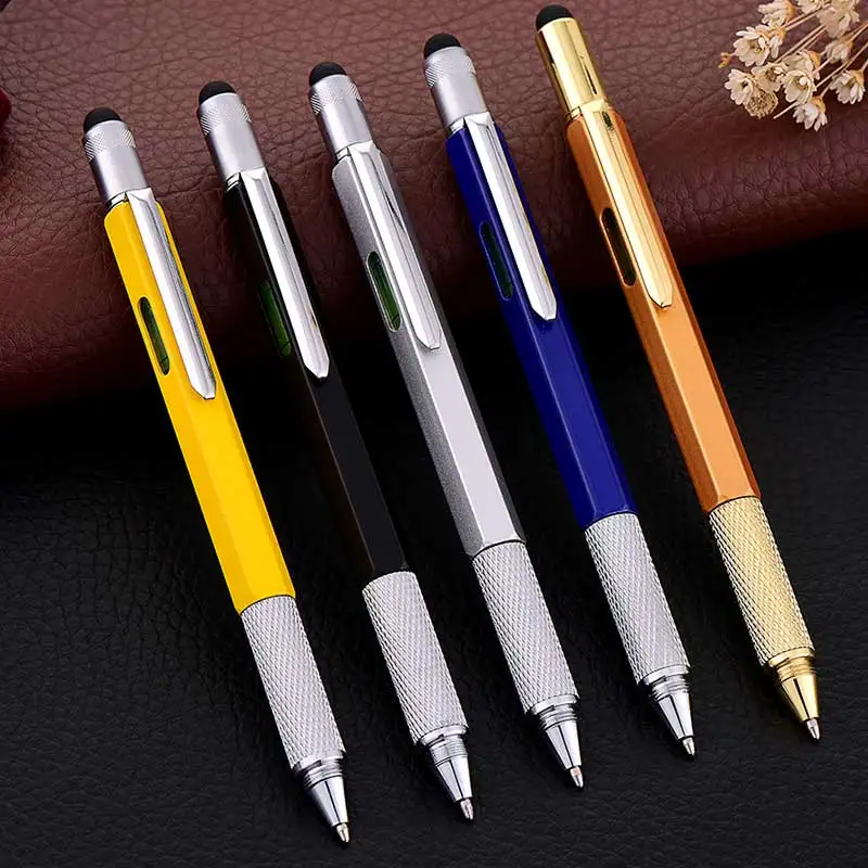 

Creative 6 in 1 metal pen fashion multi-function tool ballpoint pen screwdriver ruler office mobile phone touch screen pen
