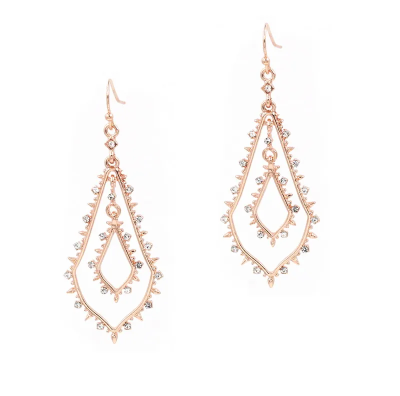

2018 New fashion double drop all around crystal cluster tear drop earrings for women