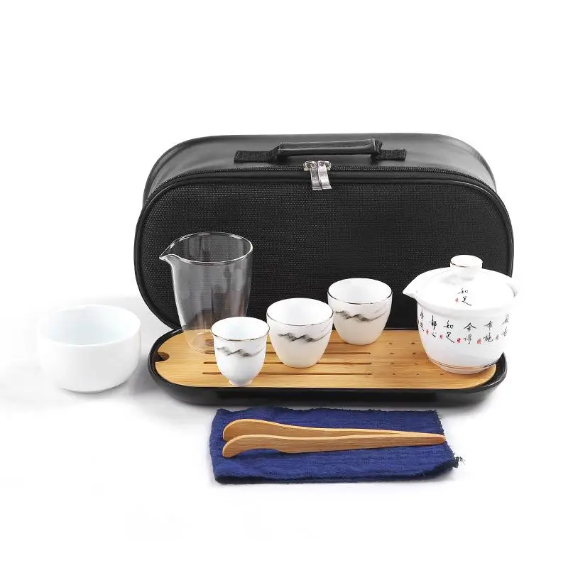  Chinese Kung Fu Teaware Sets With Metal Filter Portable Travel Tea Set Ceramic Teapot Teaset Gaiwan