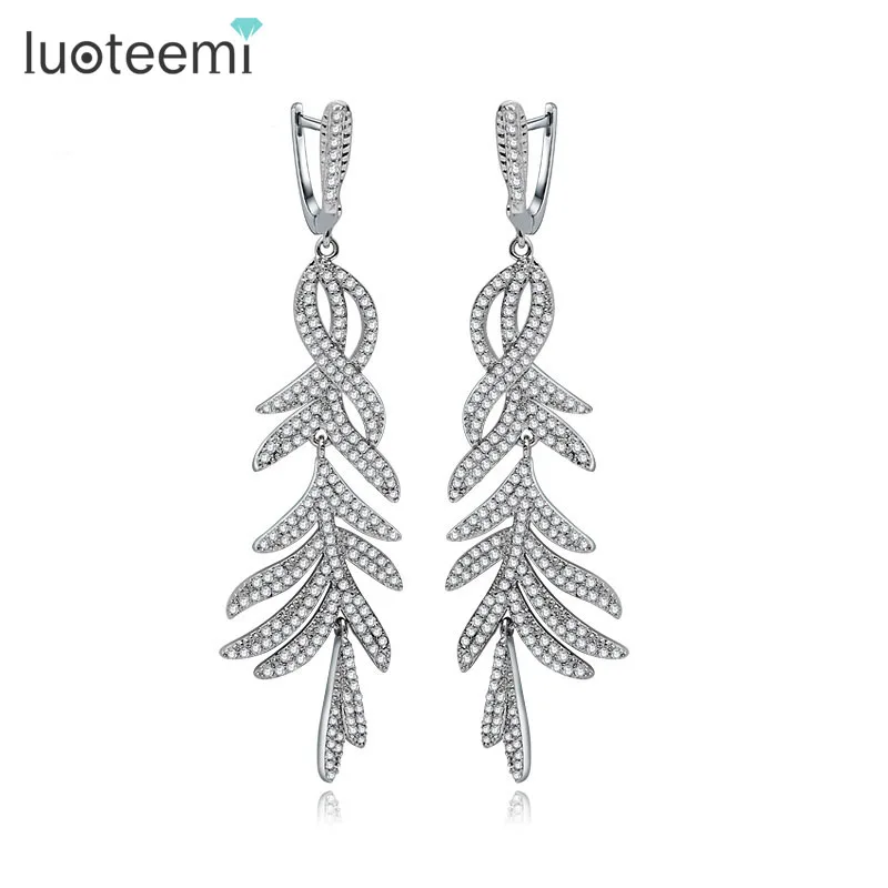 Luoteemi элегантные длинные серьги украшения для женщин заявление крошечные CZ