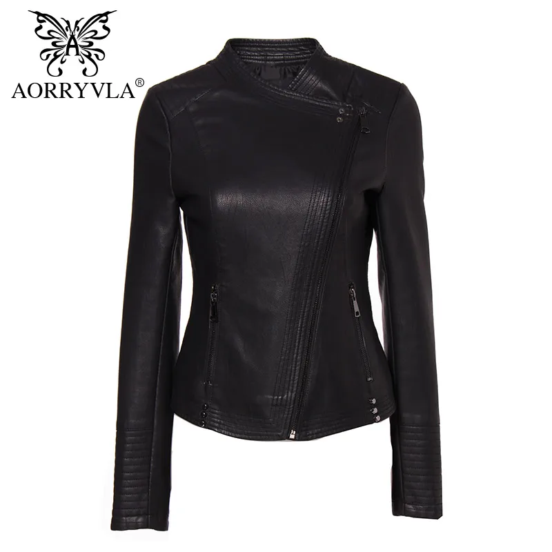 

AORRYVLA New Collection PU Leather Jacket Woman Fashion Rivet Black Motorcycle Coat Short Faux Leather Biker Jackets Brands