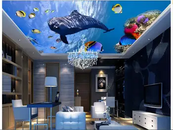 

3d wallpaper custom photo non-woven home decoration Coral sea world fish Ceiling mural painting 3d wall room murals wallpaper