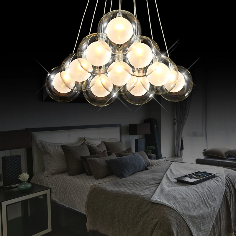  Modern Creative clear glass double-deck ball chandelier lamp DIY home deco living room romantic G4  - 32729474365