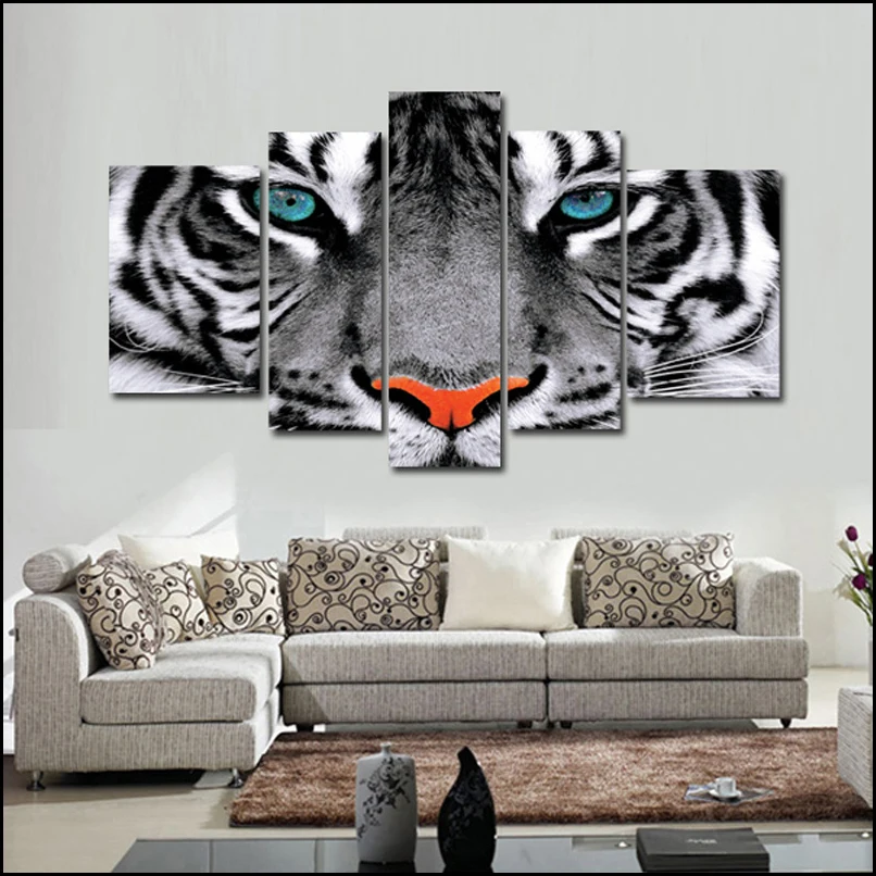 5 unidades de pared cuadros para sala de estar del tigre de los