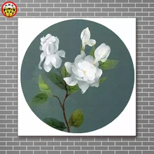 Белый цветок розы рисовать на холсте Китайский круглый известный Картины Абстрактная живопись цвет гардения живопись по номерам