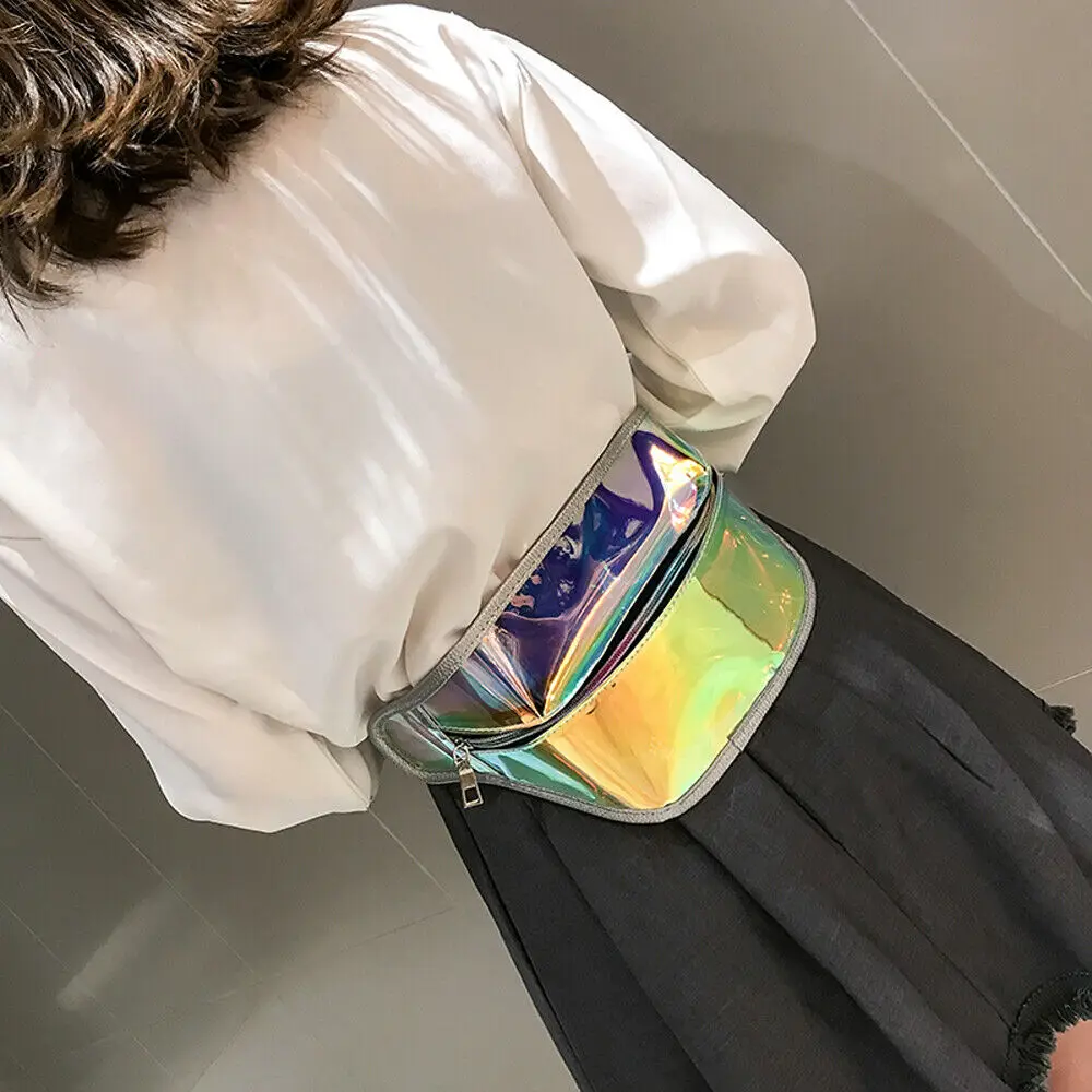 Модные женские туфли талии сумка кошелек на лазерной Fanny Pack женские из искусственной кожи пояс Сумка поясная на молнии груди Сумка-тоут