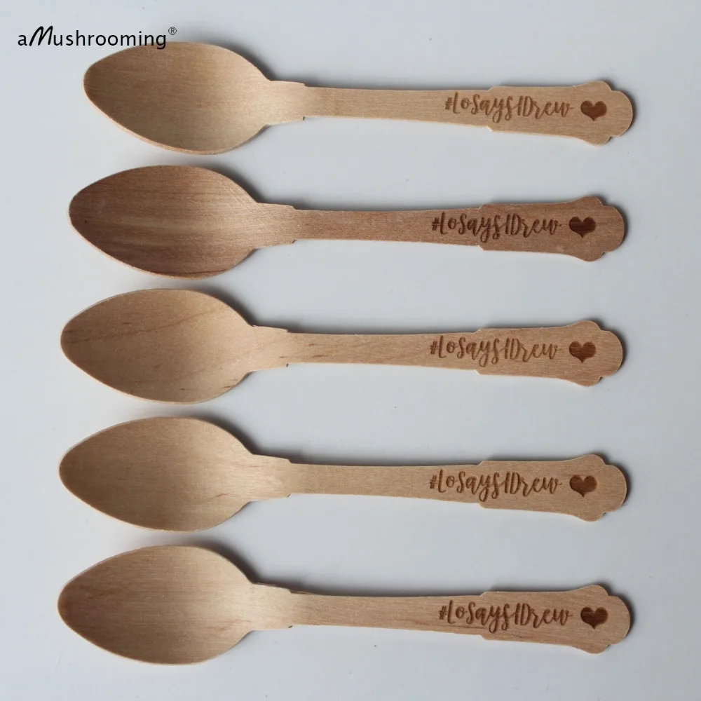 

Vintage 1940s Classic Spoons Tea Spoons 12cm Wooden spoon Customized Spoons Cutlery Party Bridal Shower Xmas Cooking Party Favor