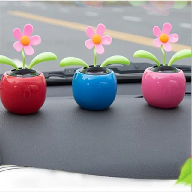 Auto Solar Ornament Car Decoration Power Flower Flowerpot Car Interior